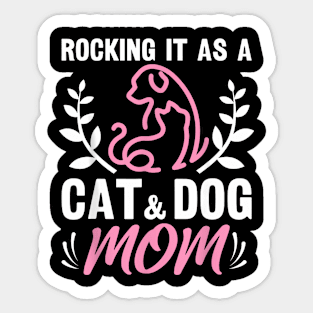 Cat And Dog Mom Fur Mama Mother's Day Sticker